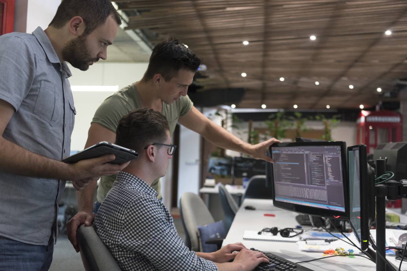Startup Business people group working as team to find solution to problem